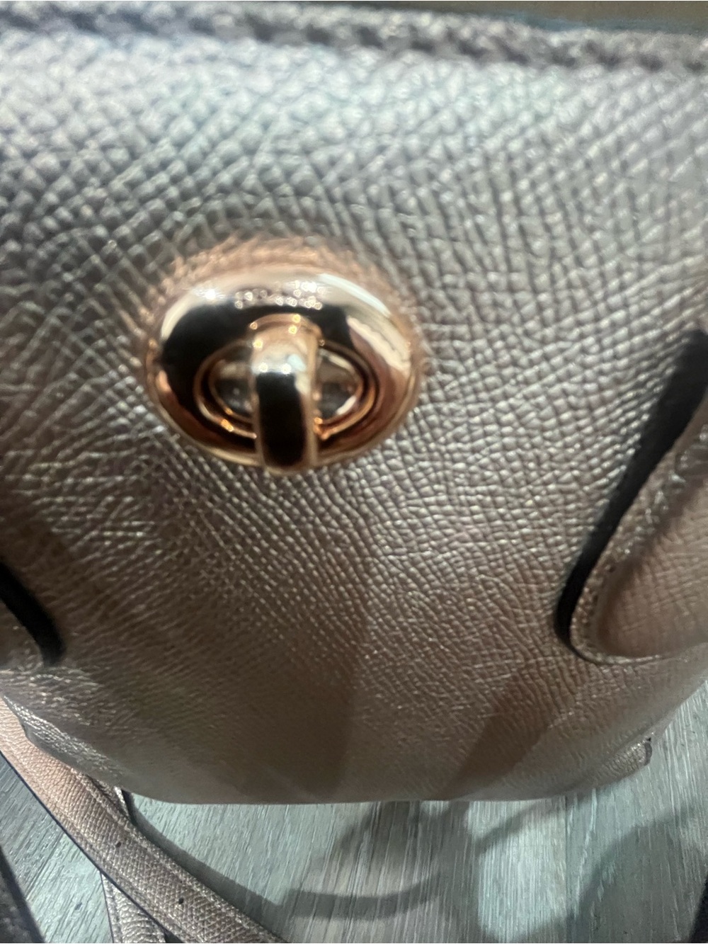 Coach Prince Street Mini Satchel in rose gold metallic leather. Turn lock. - Picture 5 of 17